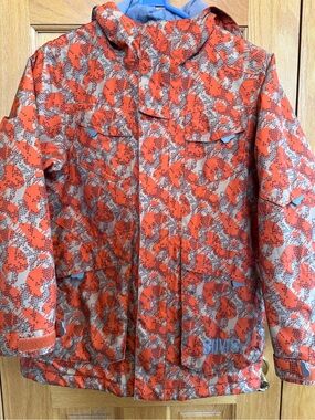SIMS Snowboarding Kids Waterproof Winter Ski Jacket Orange Pattern L (14)